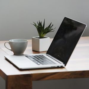 laptop on a table
