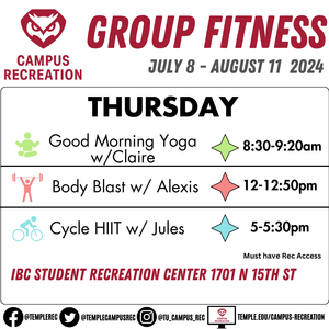 Group fitness schedule