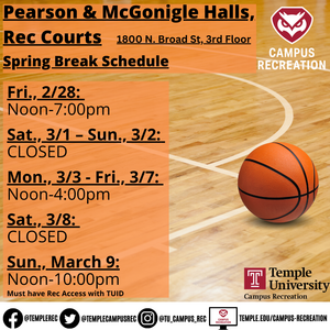 Facility schedule with basketball in background.