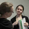 a woman conducting a consultation.