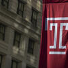 A Temple University flag in Center City Philadelphia