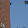 The exterior of an academic building at the Lewis Katz School of Medicine. The school's name appears on the side of the building.