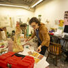 student works on their ceramics project in the studio.