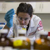 Environmental engineer conducting research study in a lab