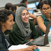 health information management students working together in class