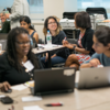 health informatics students collaborating in class