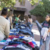 An image of a sustainable clothing drive on campus