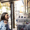 image of Ruthie Freer speaking with food truck operators. 