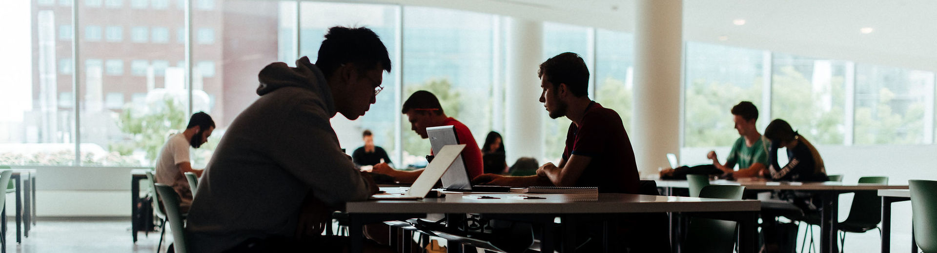 Students study in Charles Library.