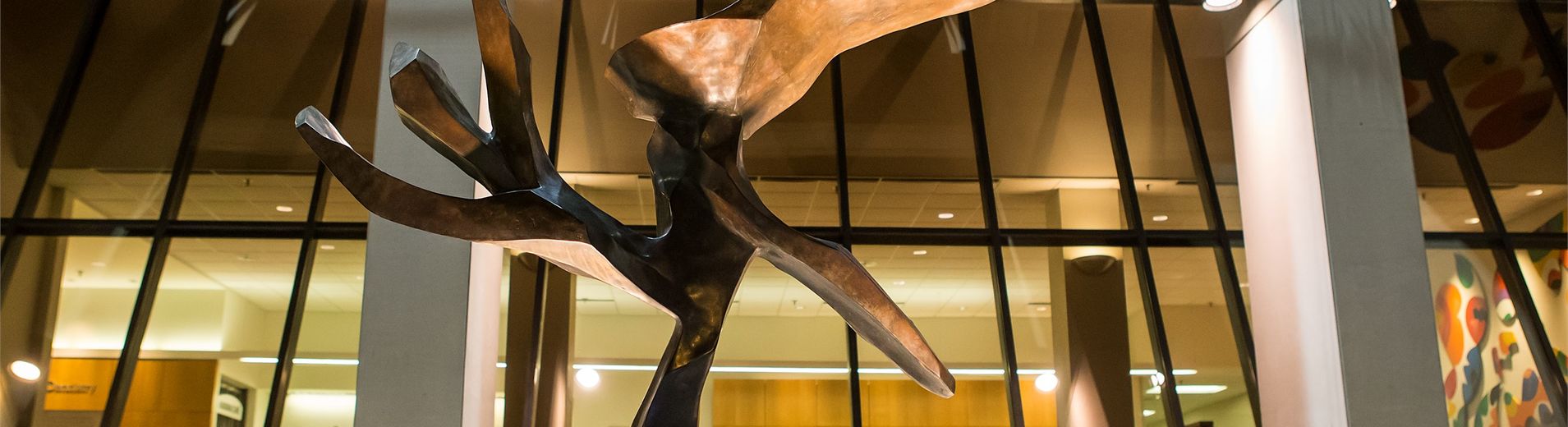 a sculpture in front of the Kornberg School of Dentistry building in North Philadelphia.