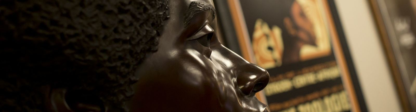 Statue of an African American man in the Charles L. Blockson Collection at Temple University.