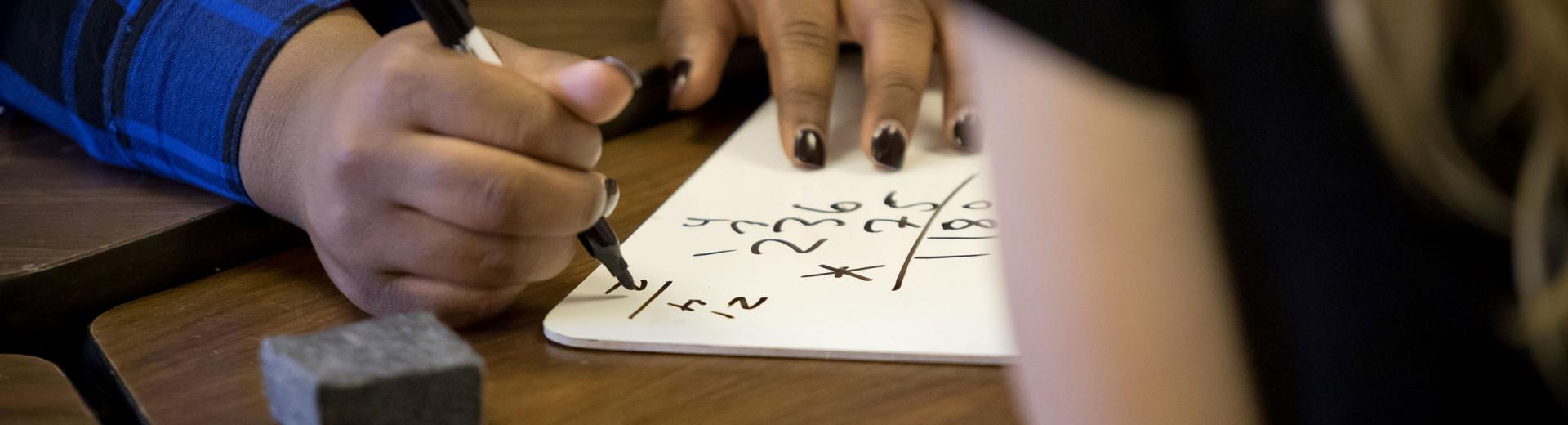 Education student tutors in a classroom