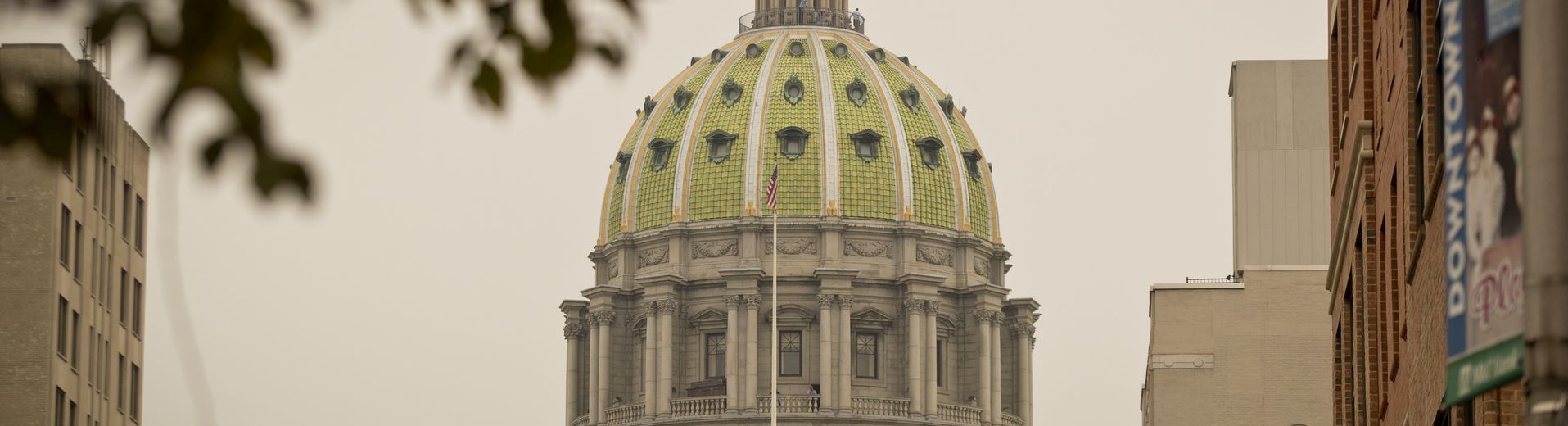 The Pennsylvania capitol building dome in Harrisburg.