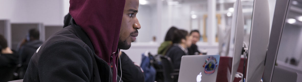 Student working at a acomputer
