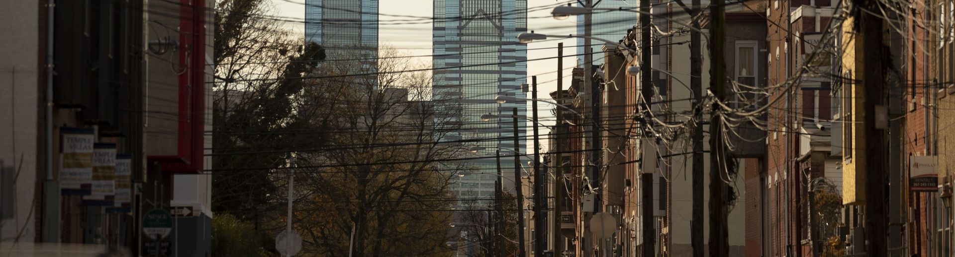 A North Philadelphia neighborhood with downtown Philadelphia in the background