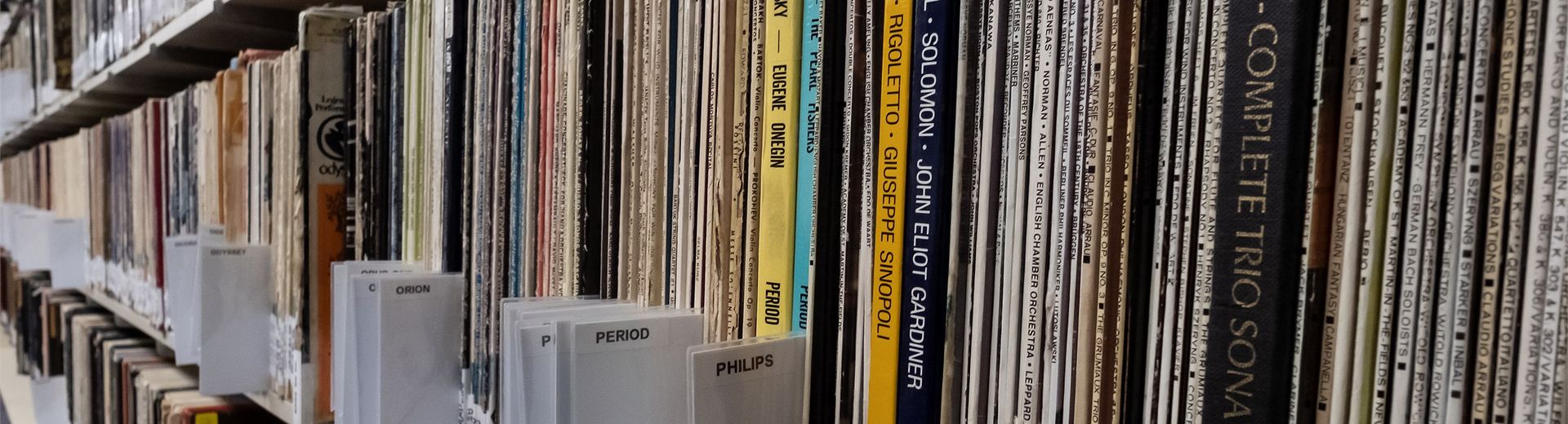 Records in the music library.