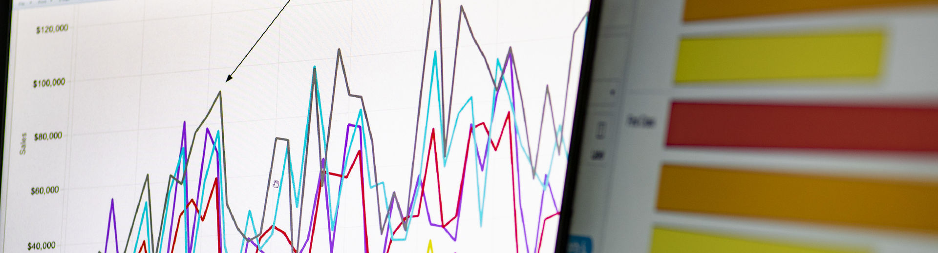 Two screens show different types of data.