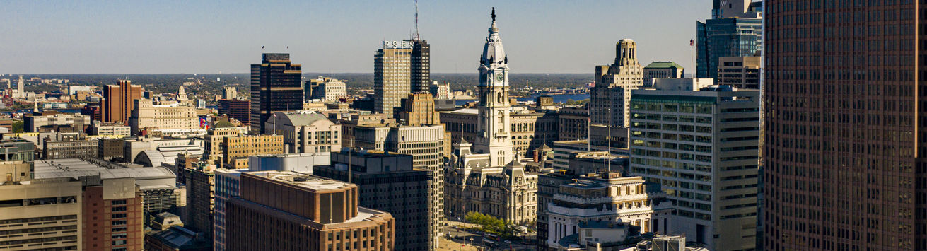 A view of Philadelphia's city hall from the parkway.