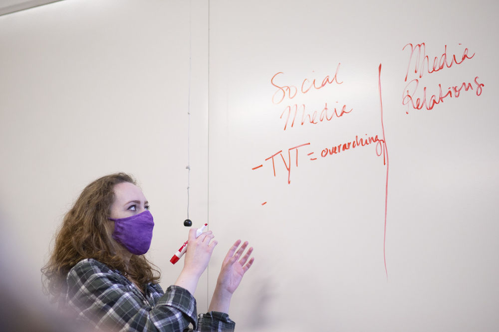 A Klein professor leading a public relations capstone class.