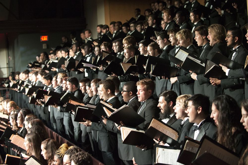 A choral group from Boyer performs on campus.