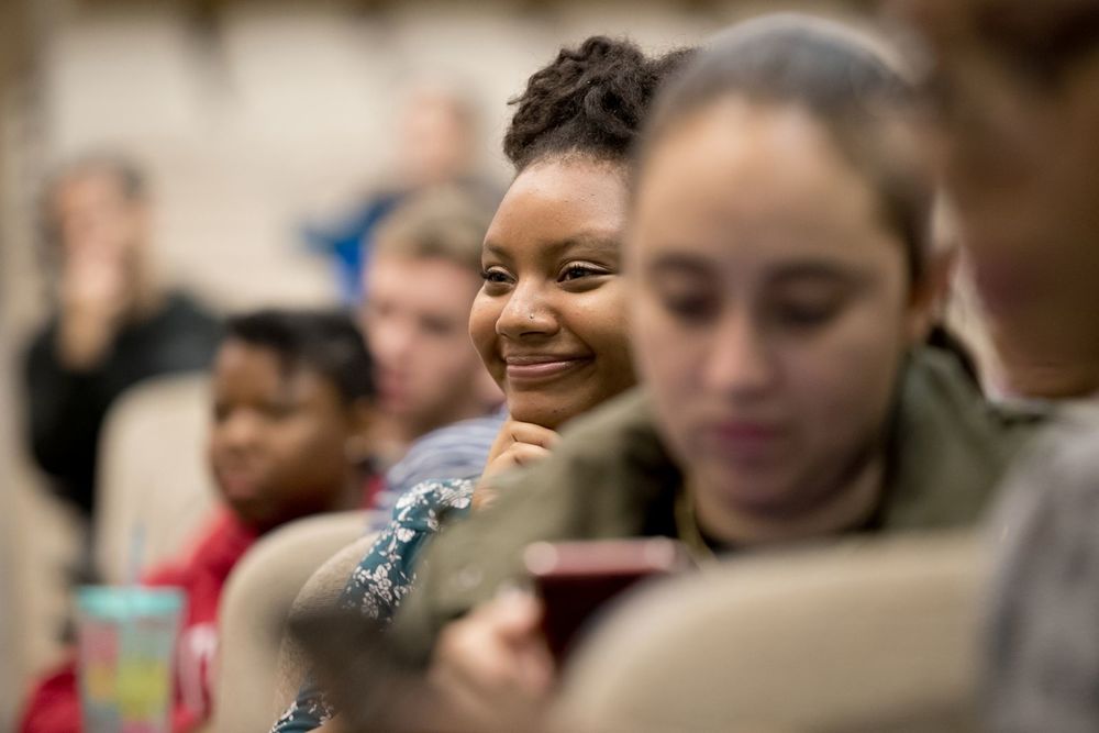 Temple students pay close attention during a lecture.