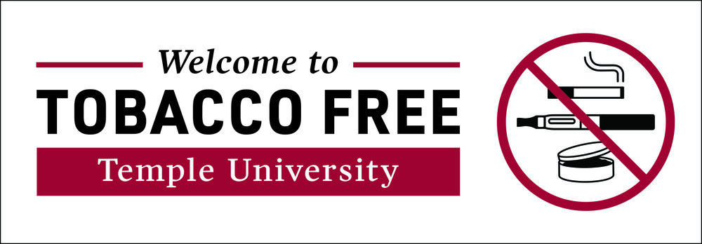 A graphic that reads welcome to tobacco free Temple University