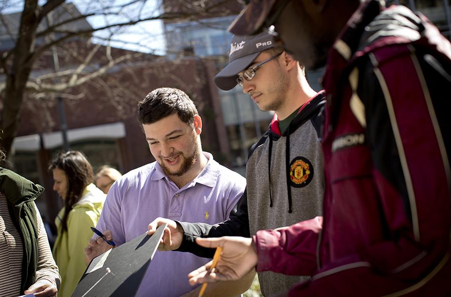 University students collaborating on a project