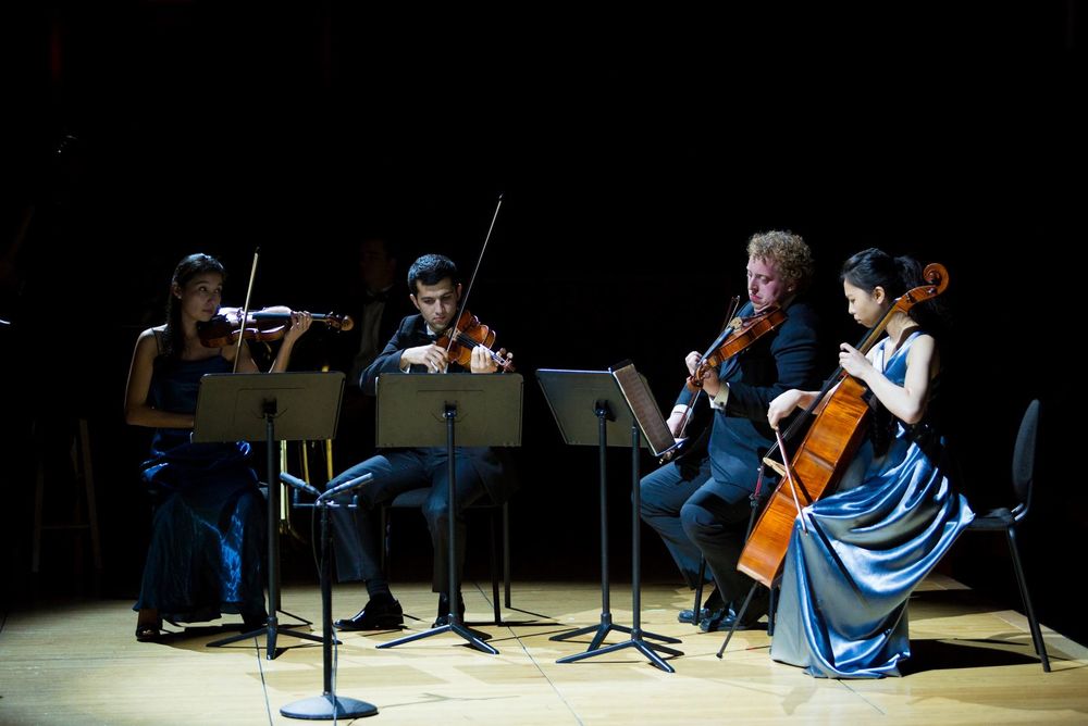 Temple Boyer students perform in a chamber orchestra.