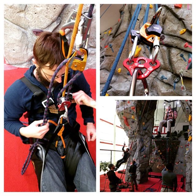 Students rock climbing