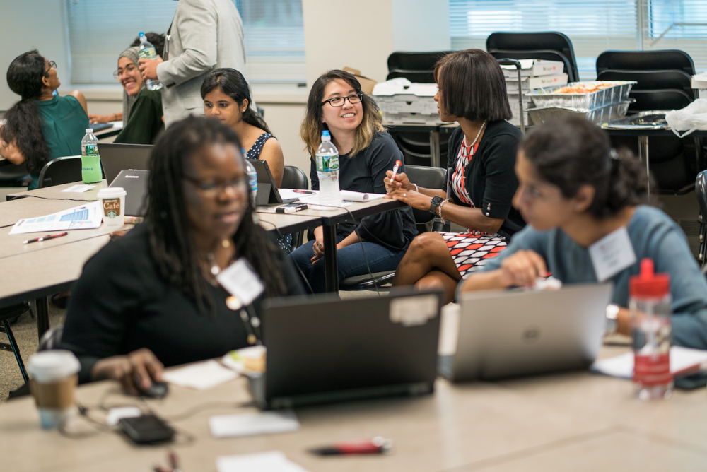 health informatics students collaborating in class