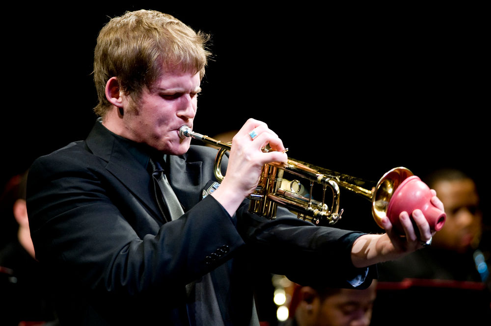 Boyer student playing the trumpet.