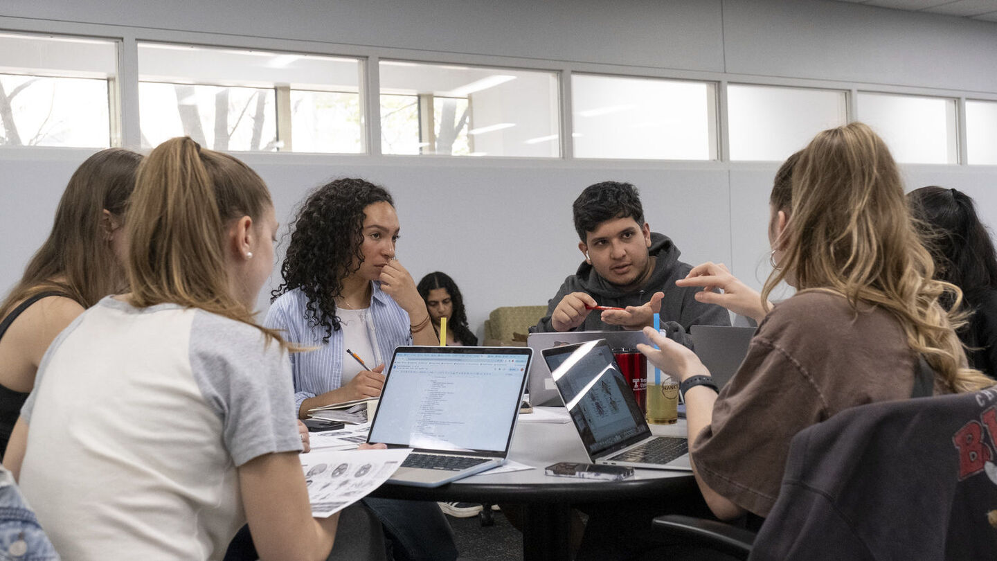 Students working together in the TECH Center