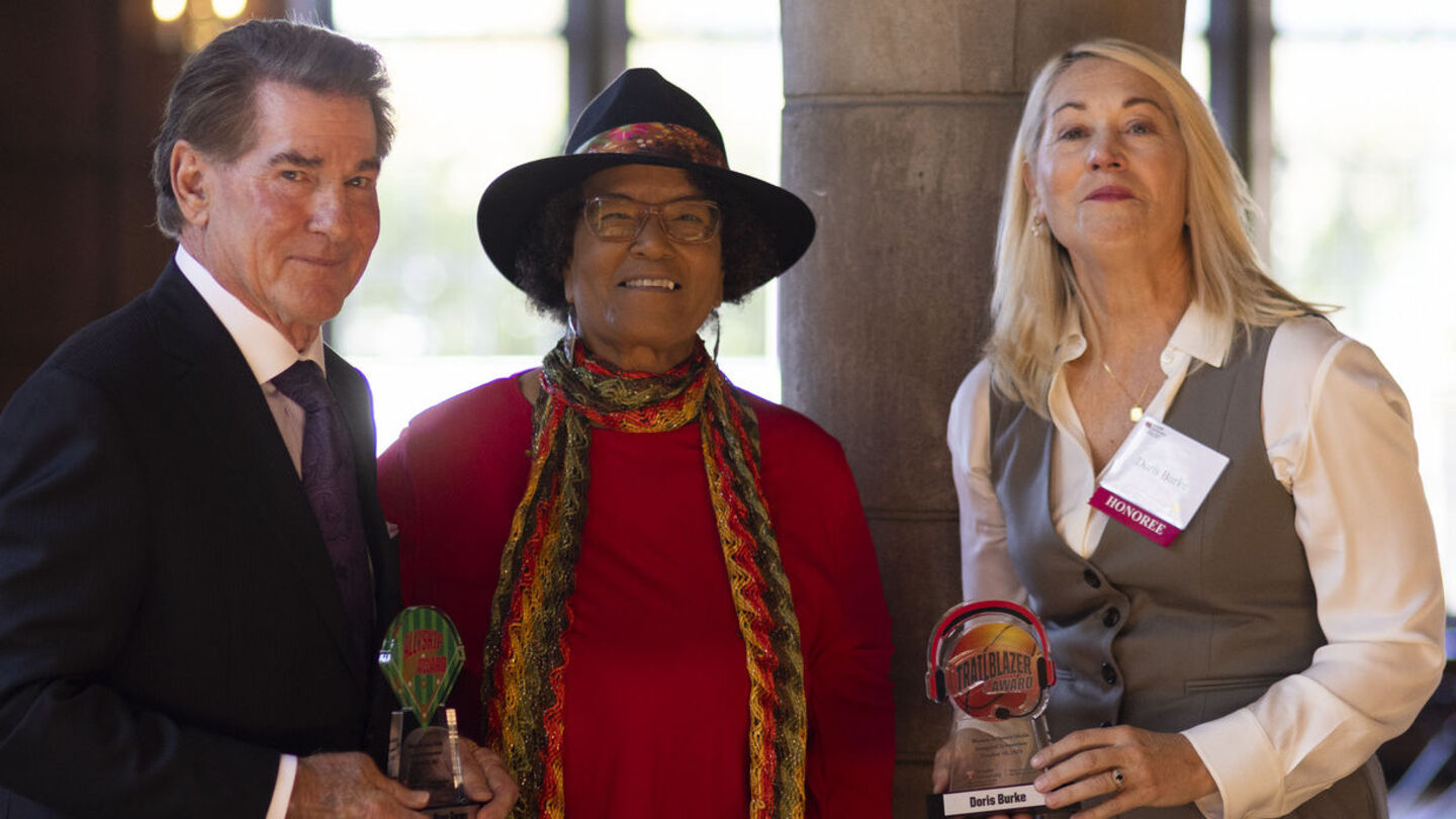 Image of Claire Smith with Steve Garvey and Doris Burke.