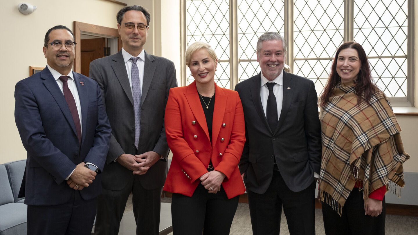 Temple University was recently selected as the Pennsylvania institution to join the University Innovation Alliance. Jose Aviles, Gregory Mandel, Bridget Burns, John Fry and Jodi Bailey pictured.
